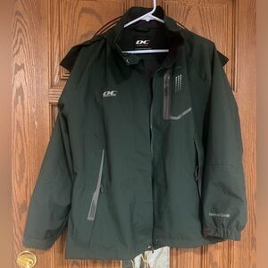 Diamond Candy Dark Green Utility Jacket with Reflective Accents